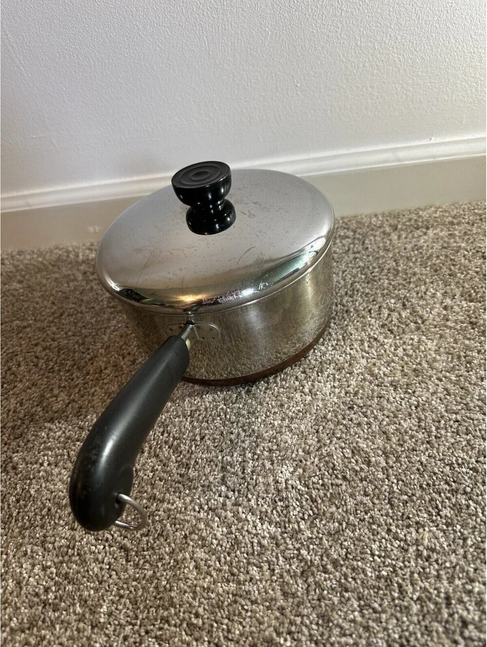 Vintage VTG Revere Ware Copper Bottom Sauce Pan 2 Quart With Lid